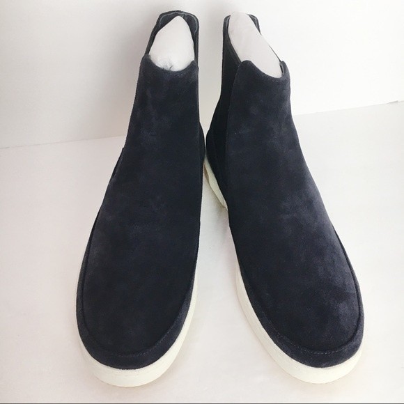 Vince Rhys‎ Dark Navy Blue Suede Leather High Top Platform Sneaker Boot 10 NEW - Picture 3 of 14